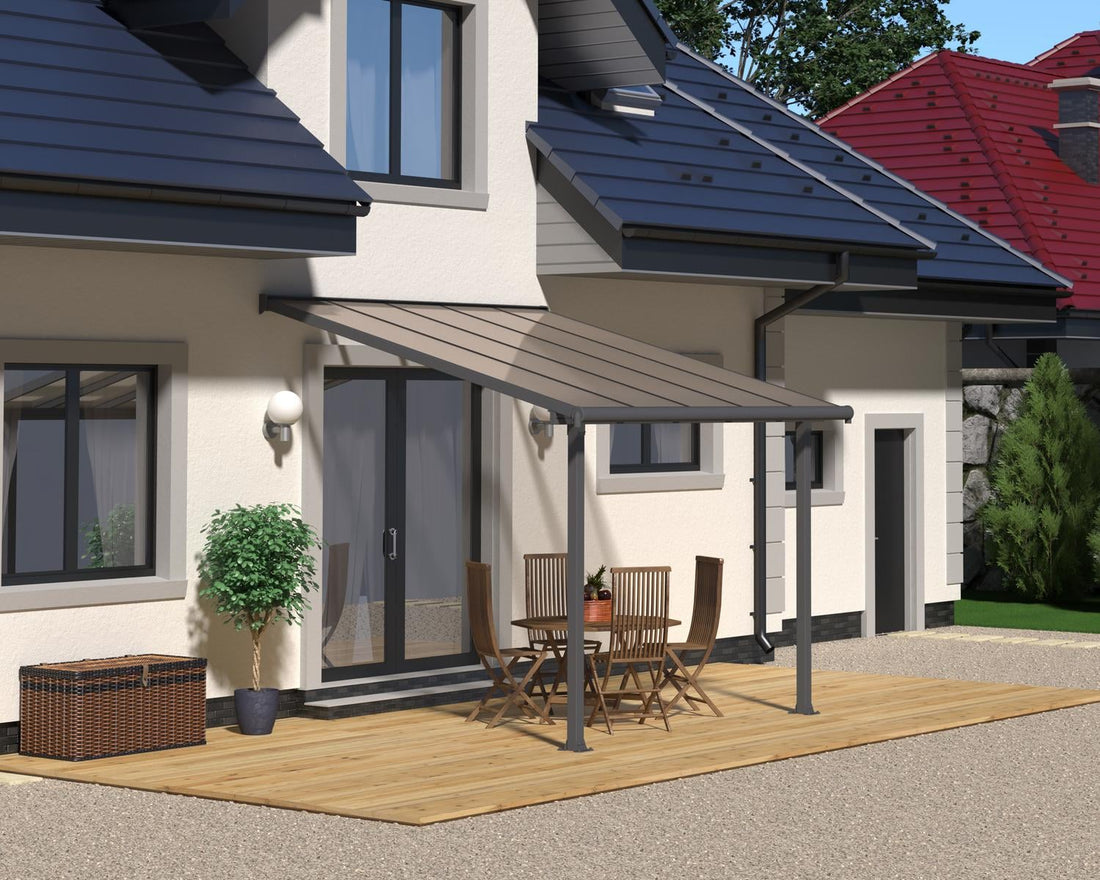 Olympia Patio Cover grey/bronze-tinted installed