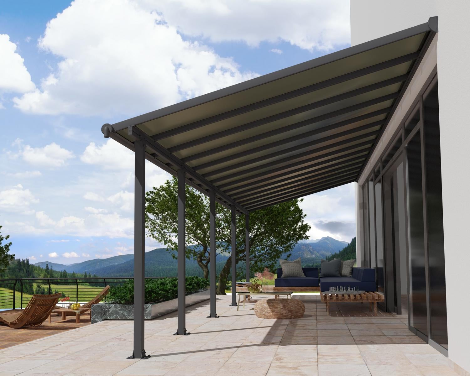 Olympia Patio Cover by Canopia - mounted on house