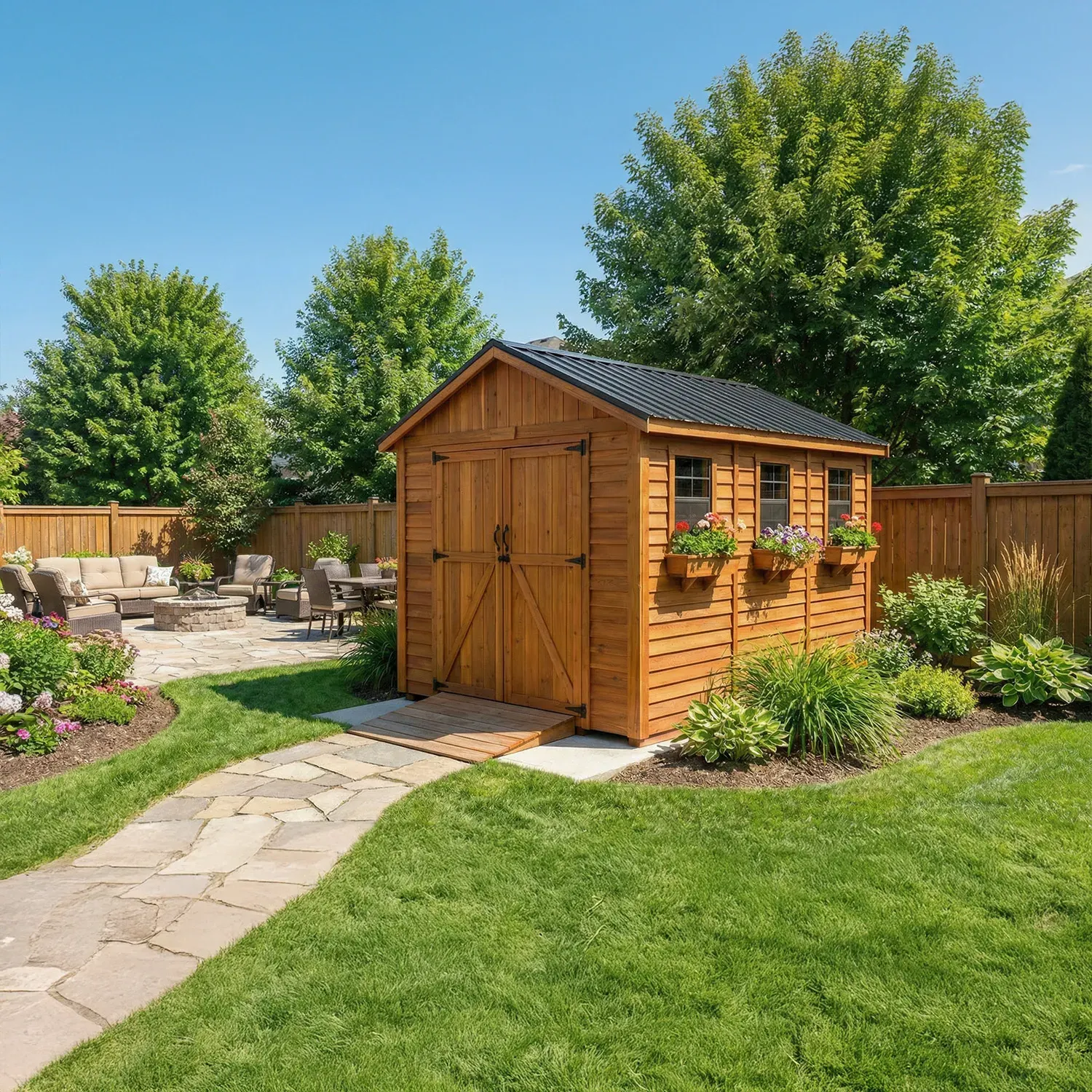 OLT Space Maker 8x12 Cedar Shed, product rendering 2