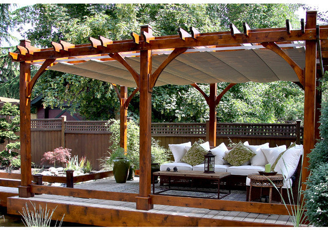 Cedar Pergola with retractable canopy, 12x20 size