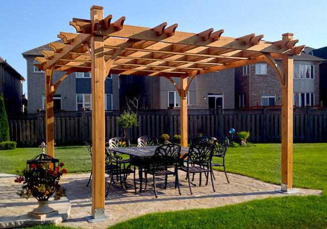 Cedar Pergola, 12x12 size, exterior view