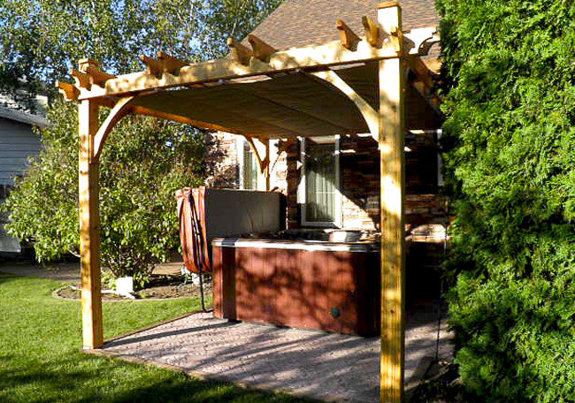 Cedar Pergola with retractable canopy, 10x12 size