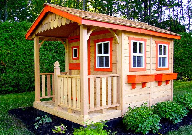 OLT Sunflower Cedar Playhouse Dutch door with heart-shaped window