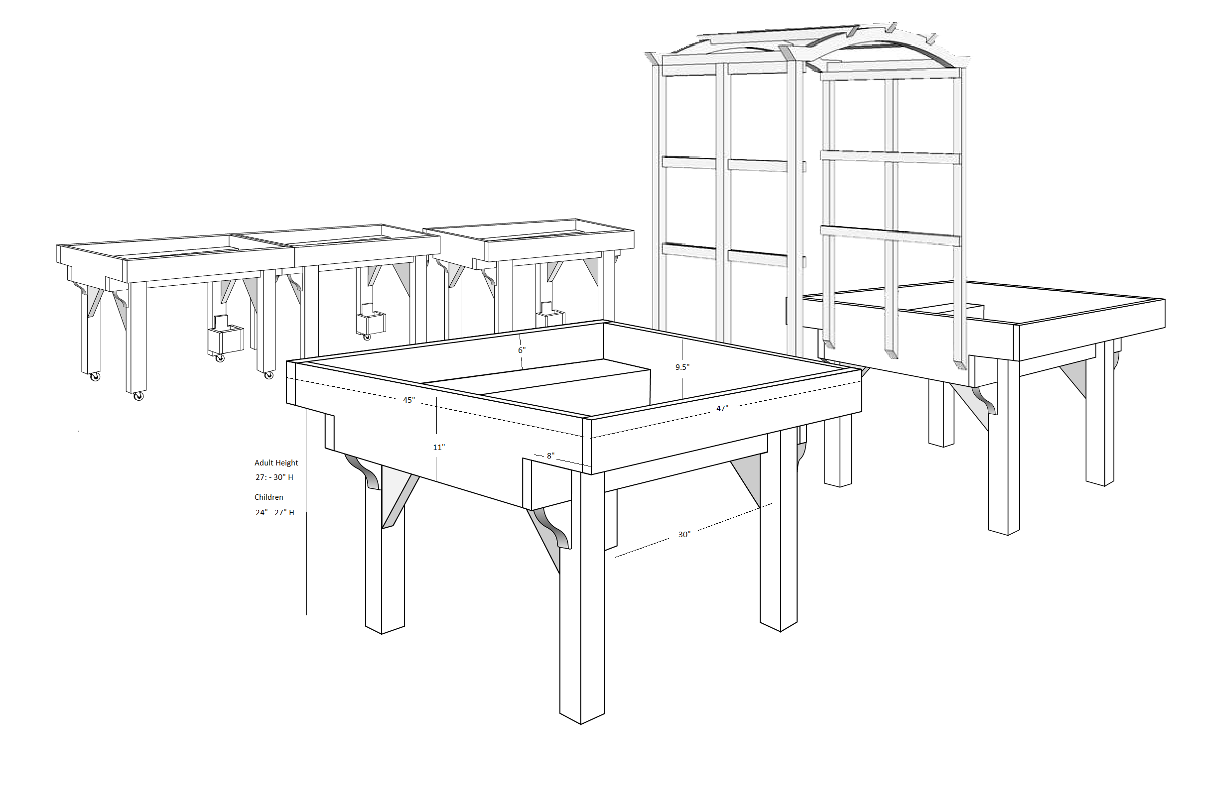 ADA-compliant wheelchair accessible raised garden bed dimensions diagram