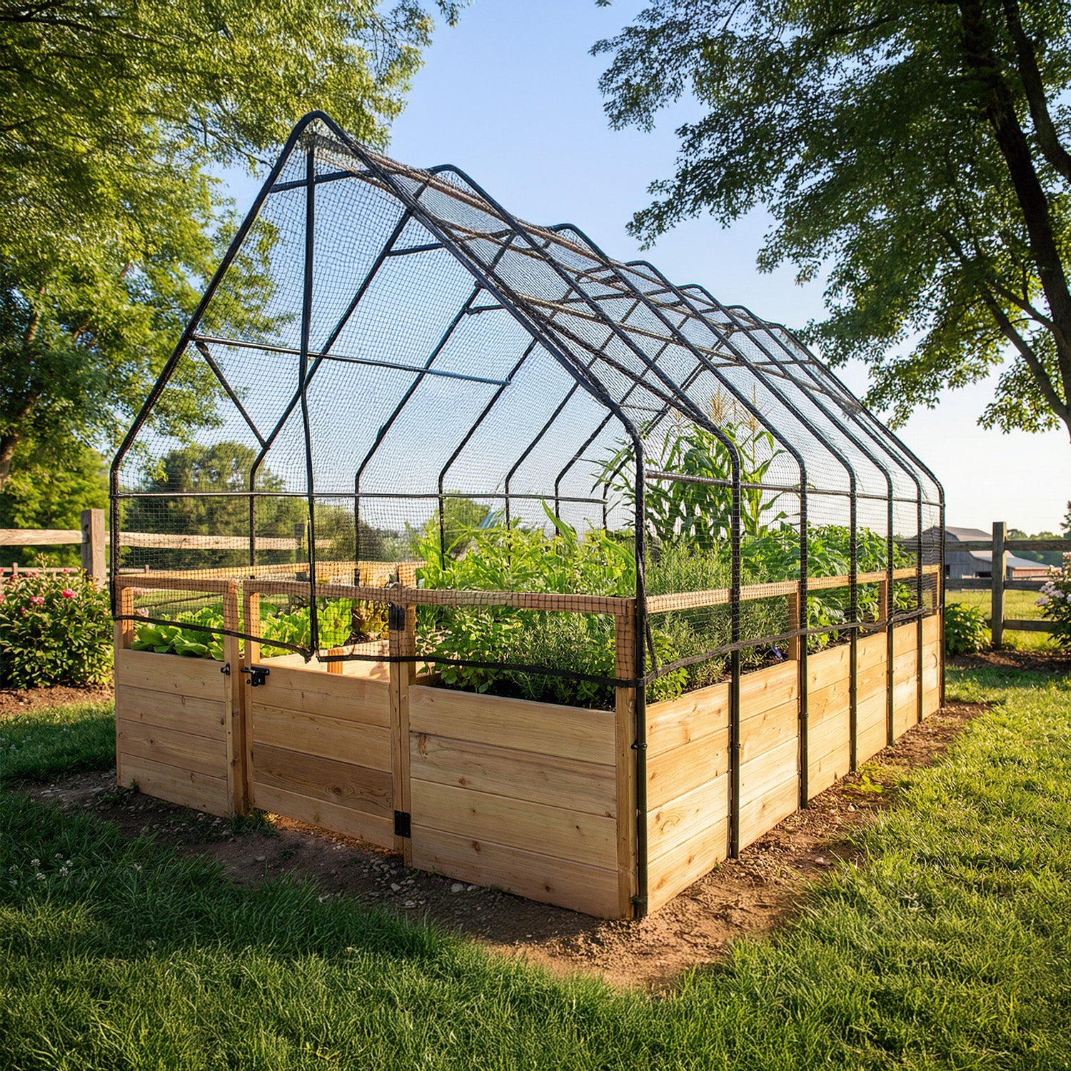 8'x12' raised cedar garden bed with bird netting kit