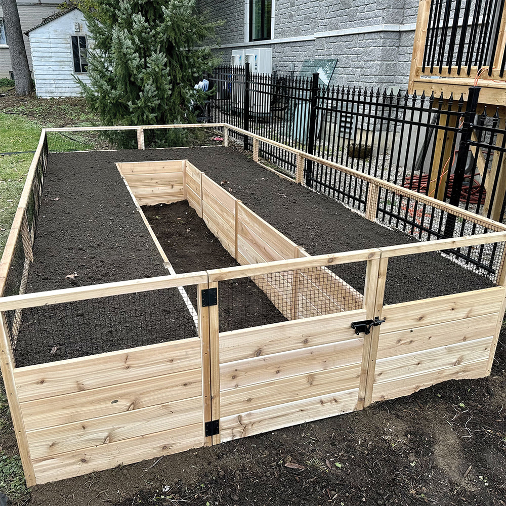 8'x16' raised cedar garden bed, front view