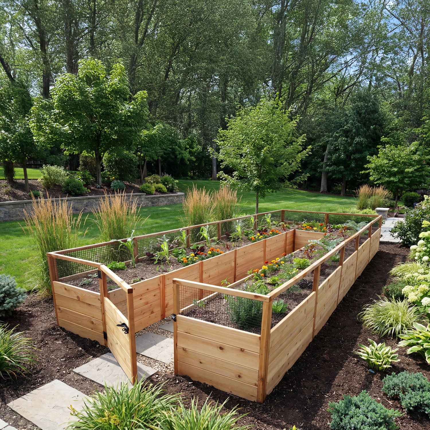 8'x16' raised cedar garden bed gardening kit, exterior view