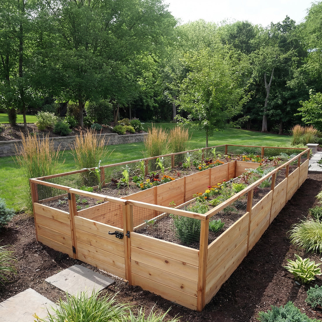 8'x16' raised cedar garden bed gardening kit, view 2