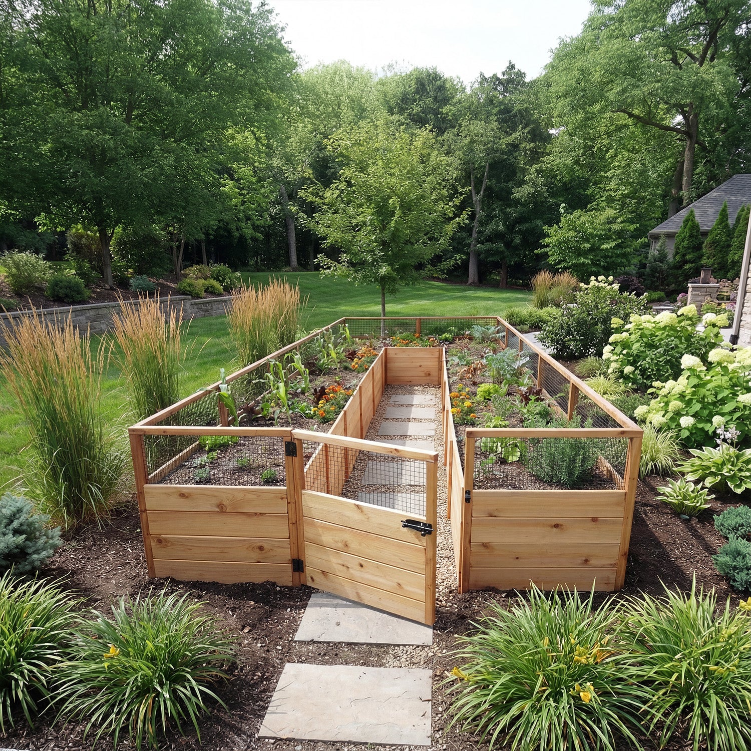 8'x16' raised cedar garden bed gardening kit, view 3