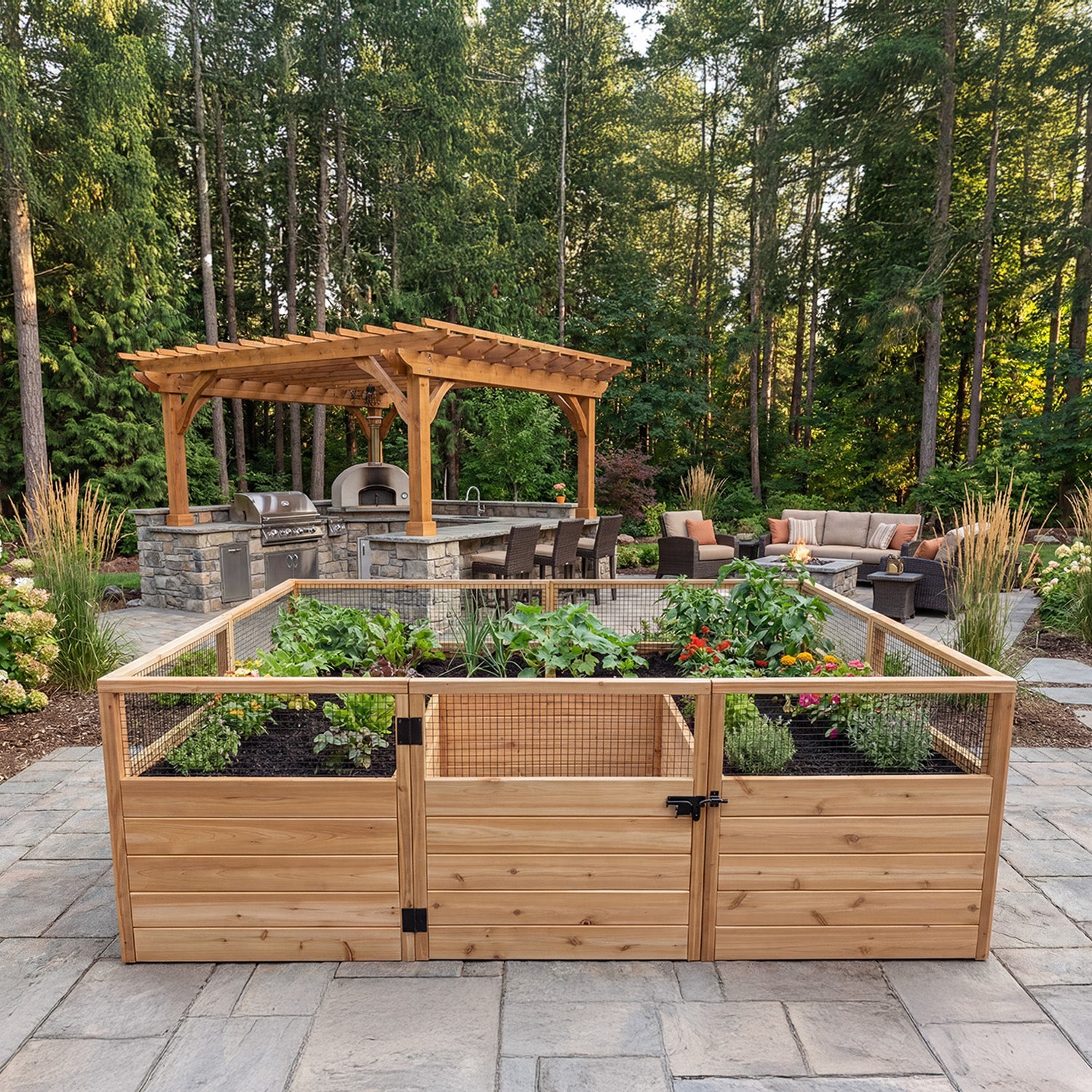 8'x8' raised cedar garden bed gardening kit