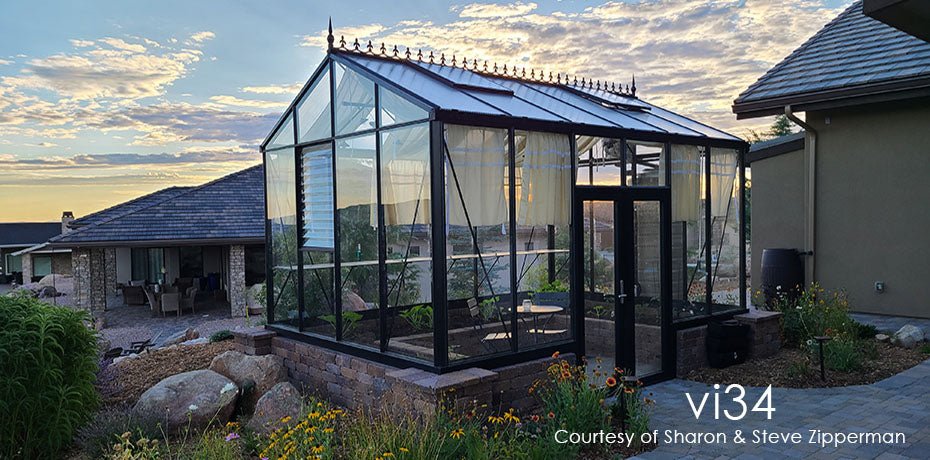 Royal Victorian vi34 Glass greenhouse on a knee wall with double hinged doors