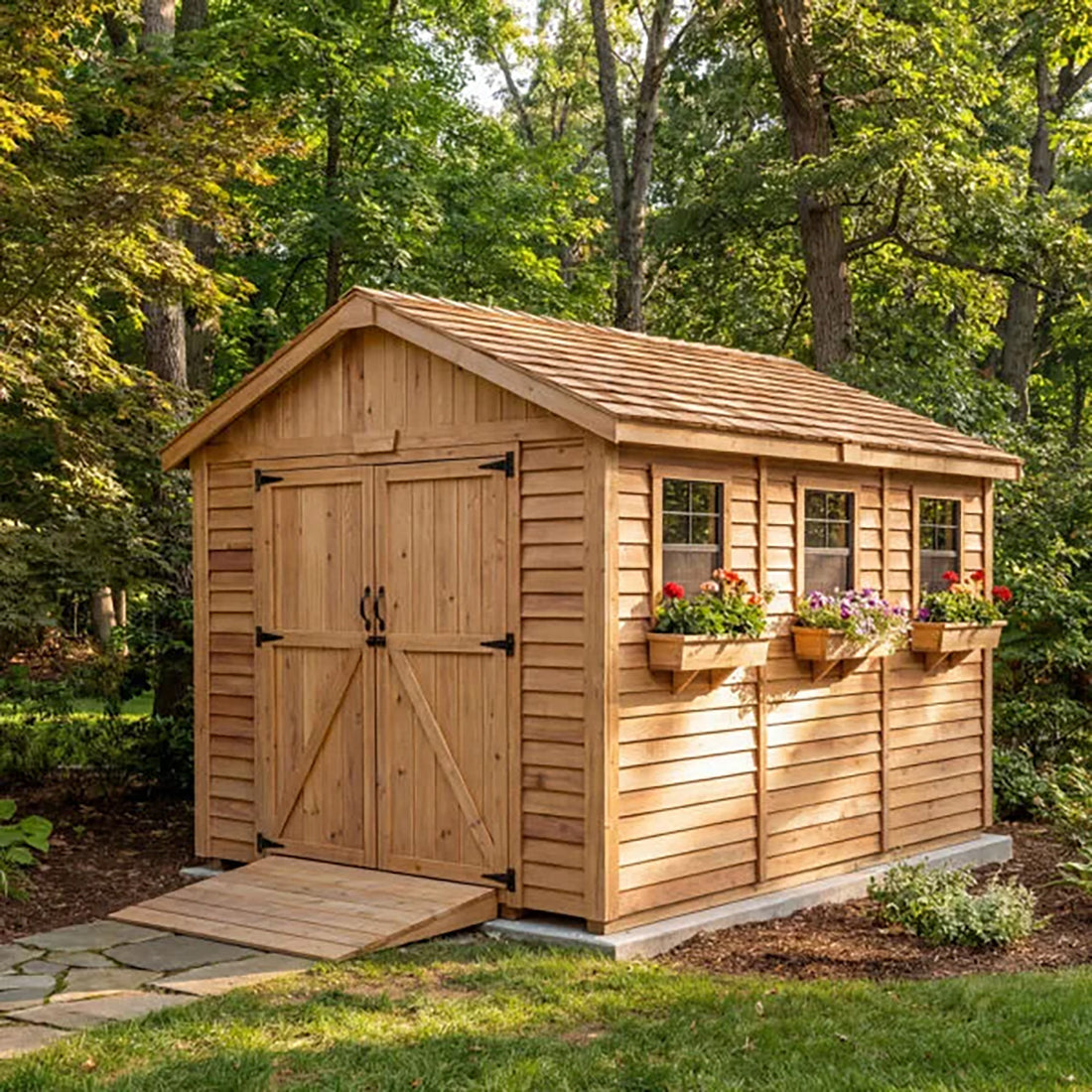 OLT Space Maker 8x12 Cedar Shed, cedar finish detail