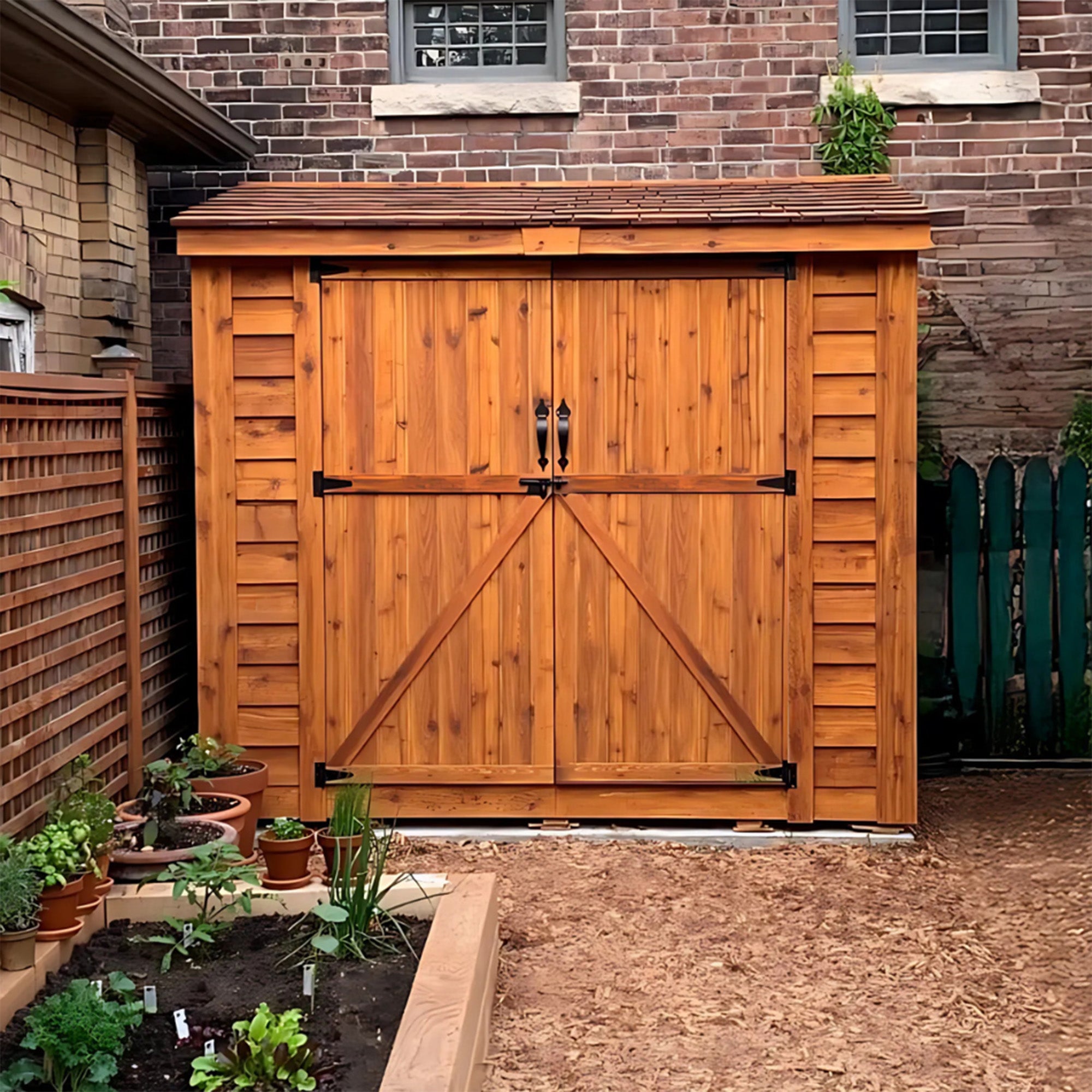 OLT SpaceSaver 8'x4' Double Door Cedar Shed