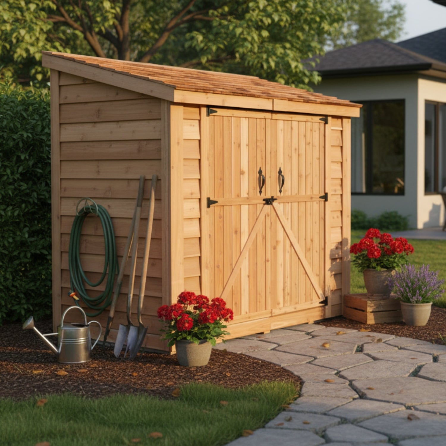 OLT SpaceSaver 8'x4' Double Door Cedar Shed