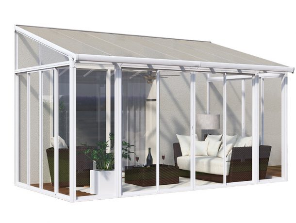 San Remo Sun Room, white finish, isolated view with sliding doors