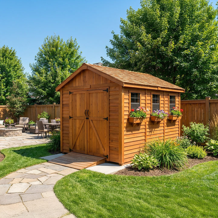 OLT Space Maker 8x12 Cedar Shed, exterior view