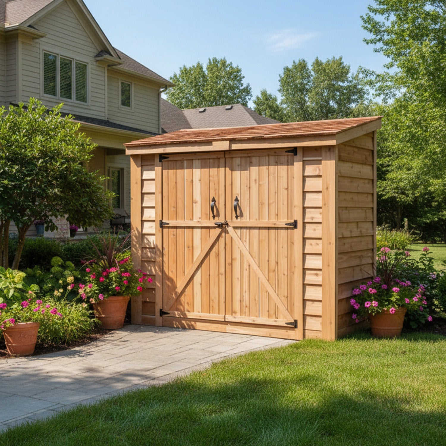 OLT SpaceSaver 8'x4' Double Door Cedar Shed
