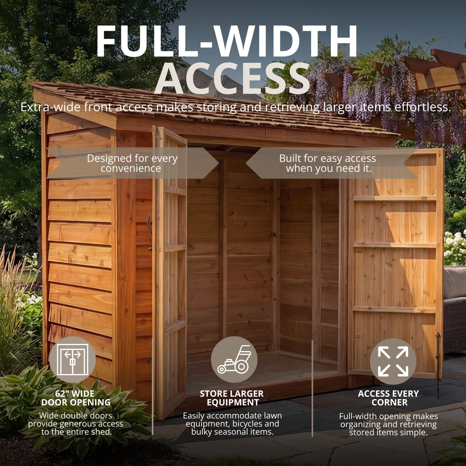 OLT SpaceSaver 8'x4' Double Door Cedar Shed
