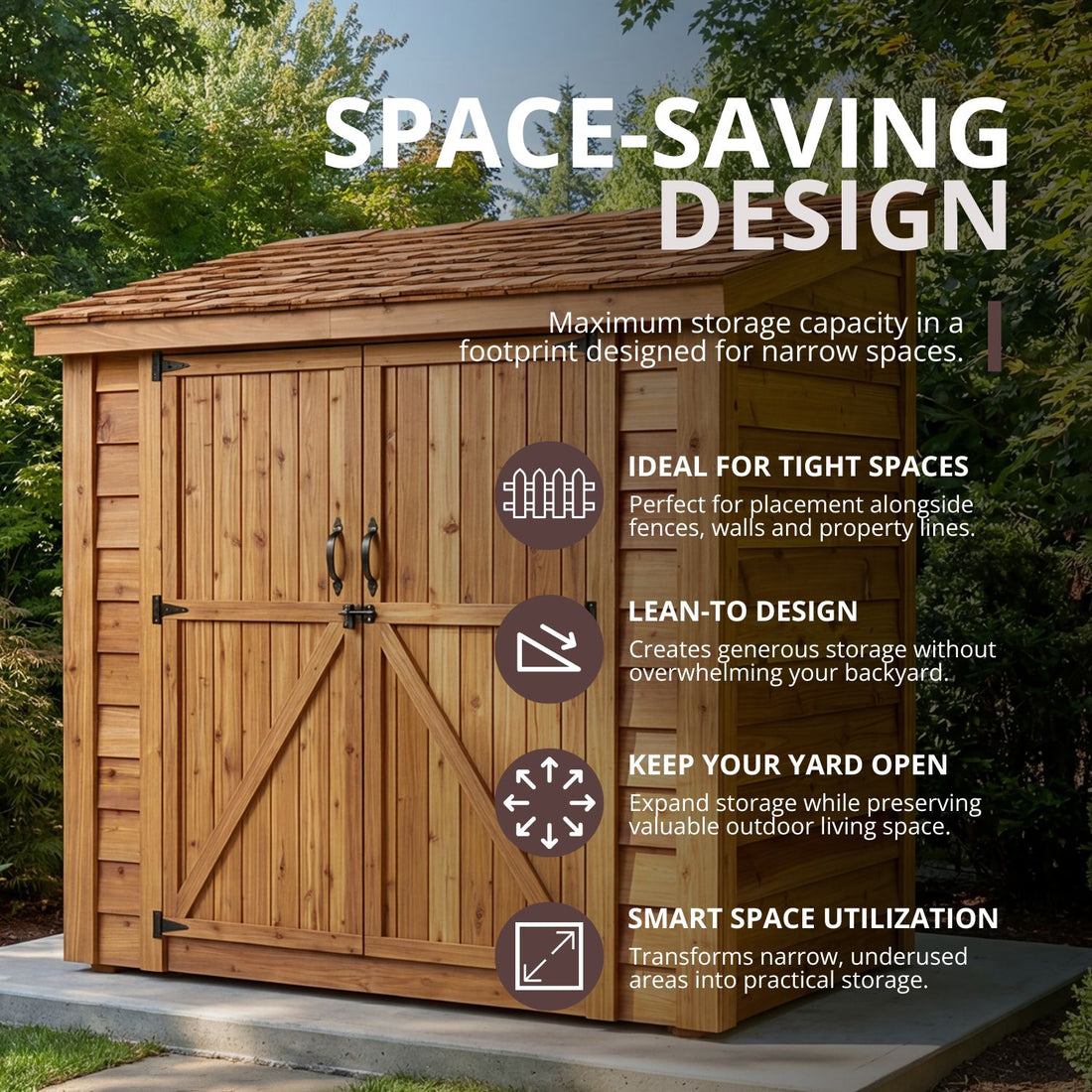 OLT SpaceSaver 8'x4' Double Door Cedar Shed