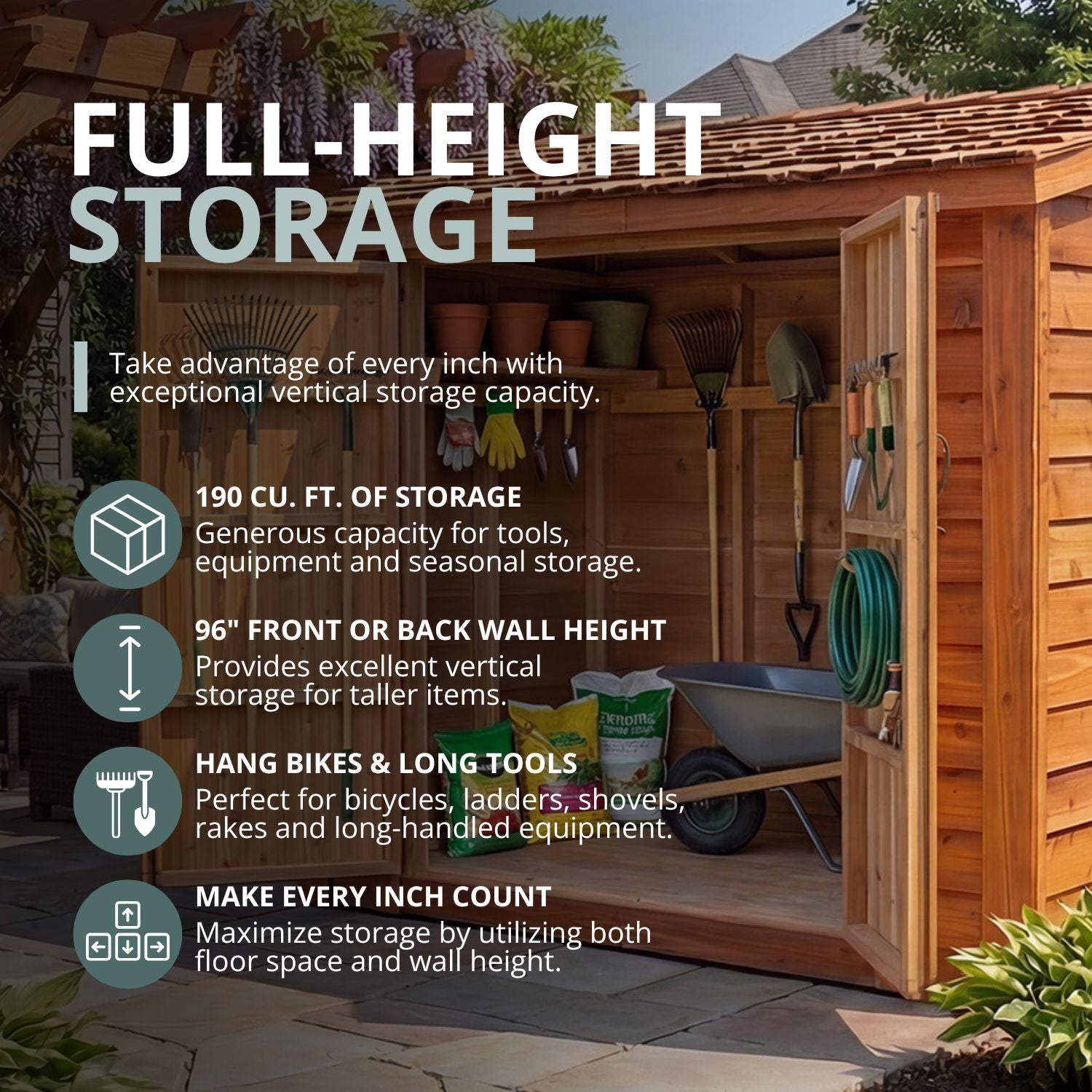 OLT SpaceSaver 8'x4' Double Door Cedar Shed