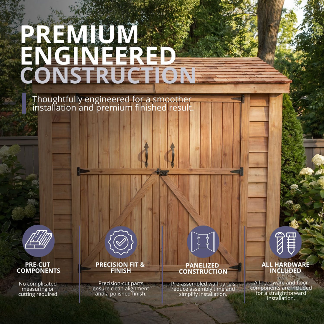 OLT SpaceSaver 8'x4' Double Door Cedar Shed