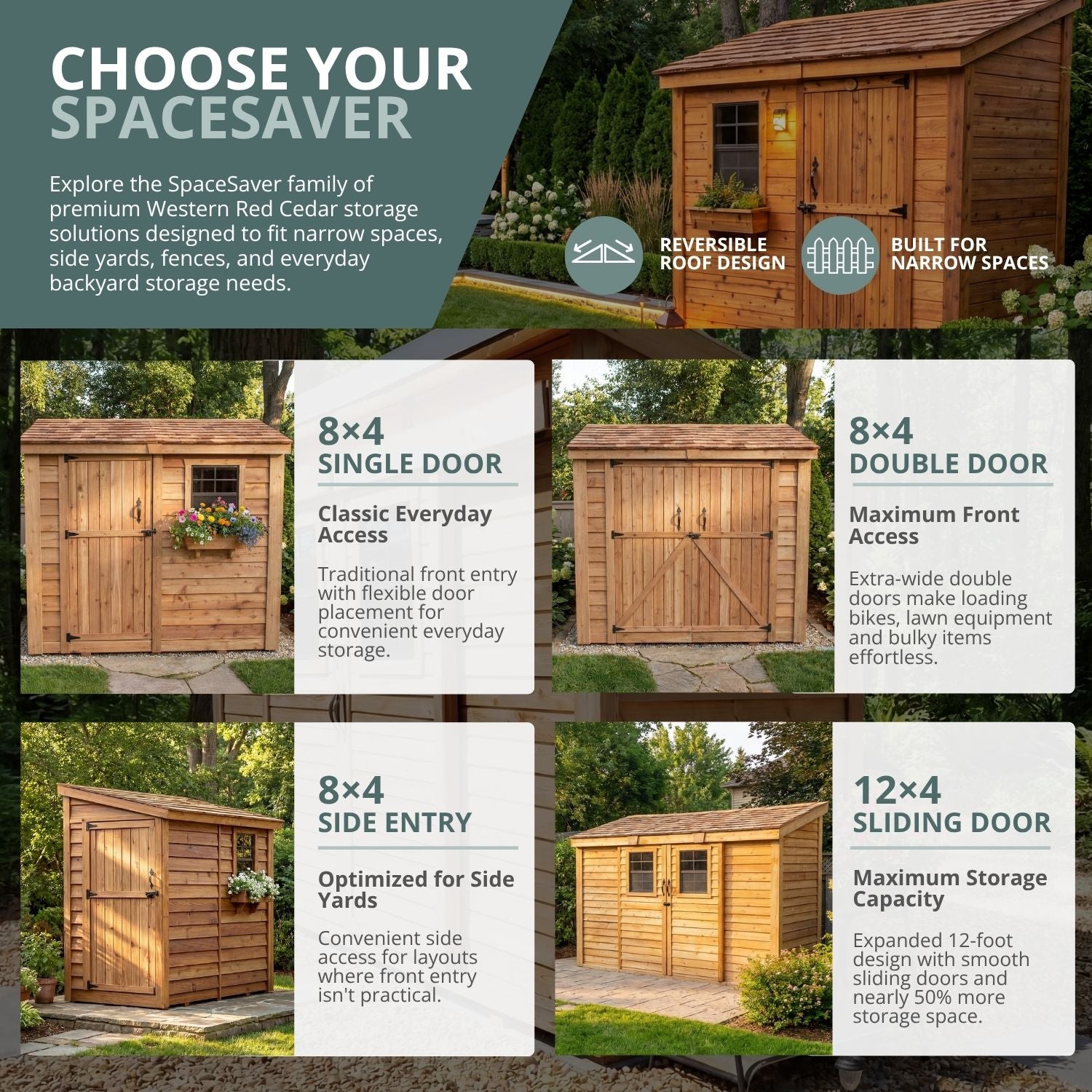 OLT SpaceSaver 8'x4' Double Door Cedar Shed
