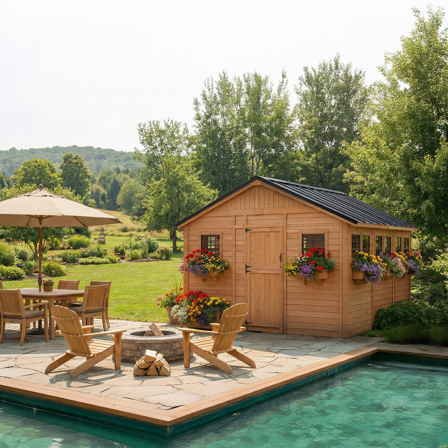 OLT Sunshed Garden Shed 12x12, exterior view, alternate angle