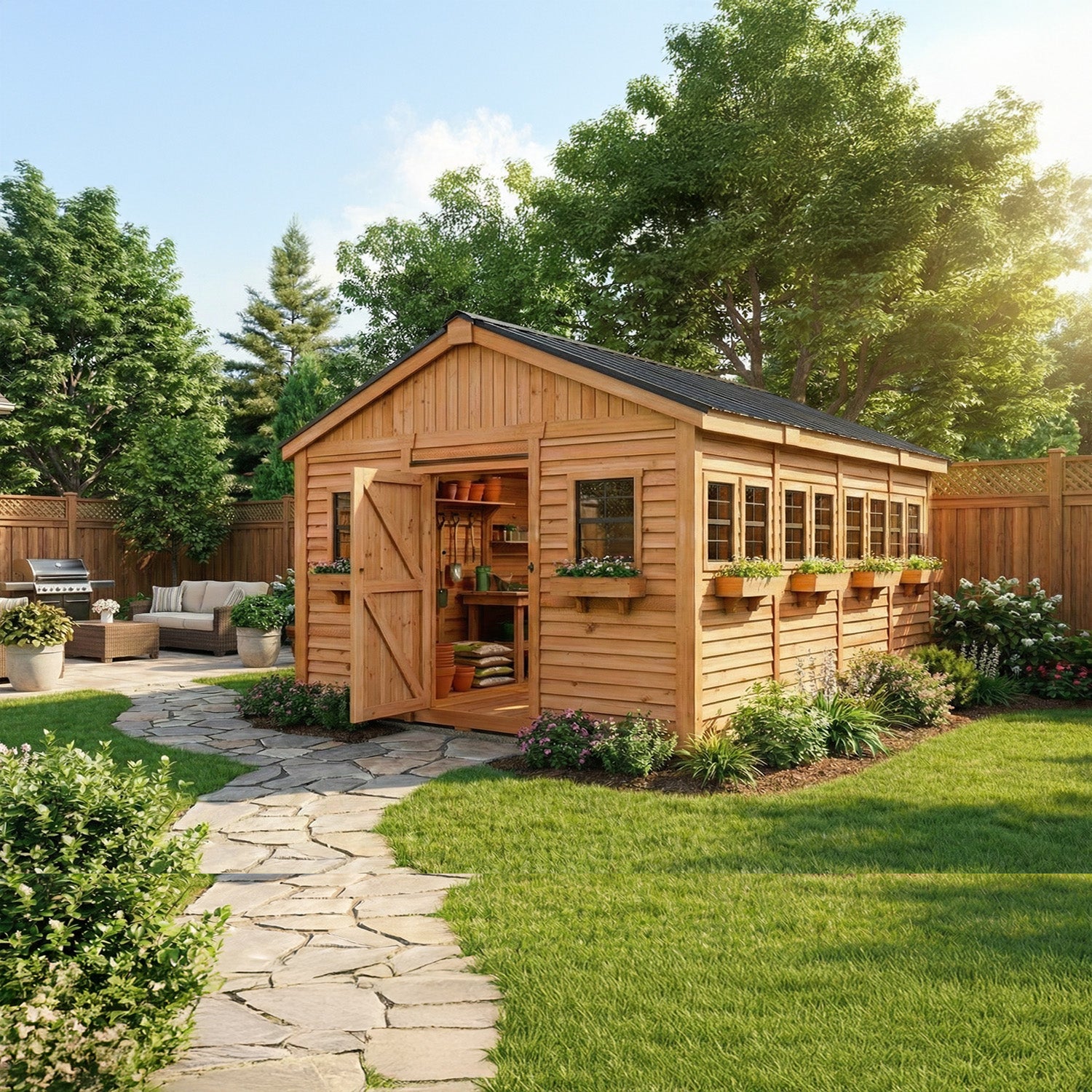 OLT Sunshed Garden Shed 12x16, exterior view, view 4