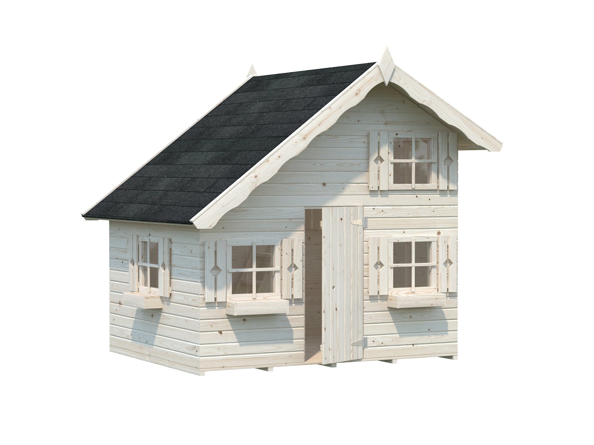 Rascal playhouse in natural wood finish, alternate view