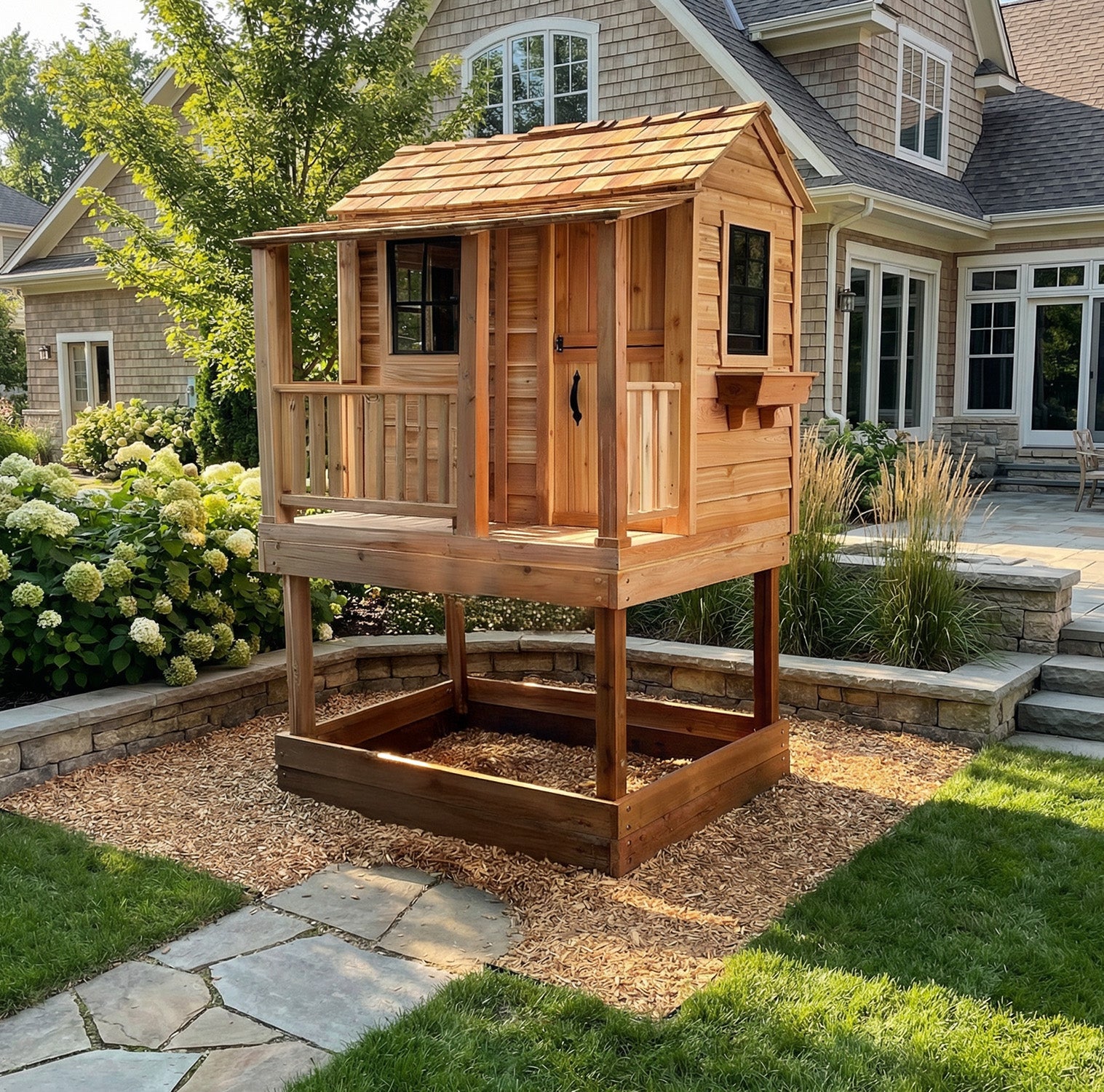 OLT 6x6 Elevated Cedar Playhouse With Sandbox