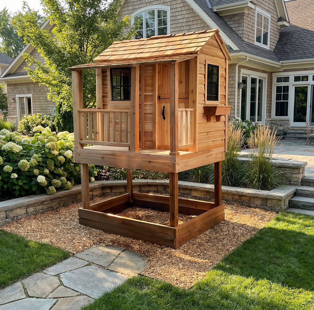 OLT 6x6 Elevated Cedar Playhouse With Sandbox