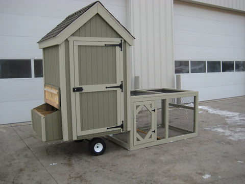 Colonial Gable Chicken Coop with Wheels and Run by Little Cottage Co.