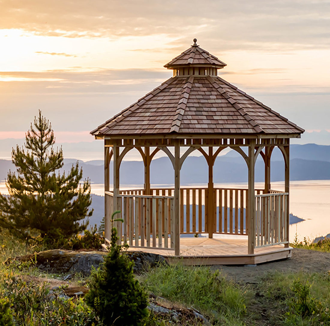 Cedar Bayside Octagon Gazebo (Fully Screen-In Option) by OLT