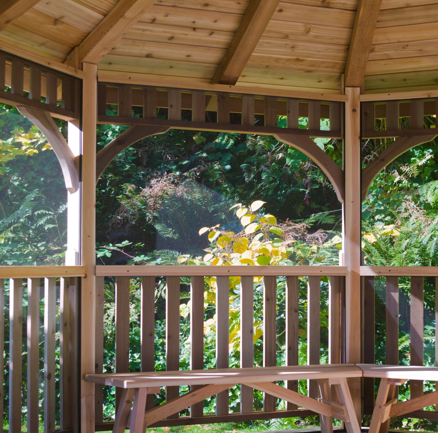 Cedar Bayside Octagon Gazebo (Fully Screen-In Option) by OLT