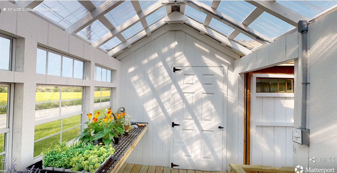 Cabin Greenhouse/Shed - PREBUILT with finished interior option