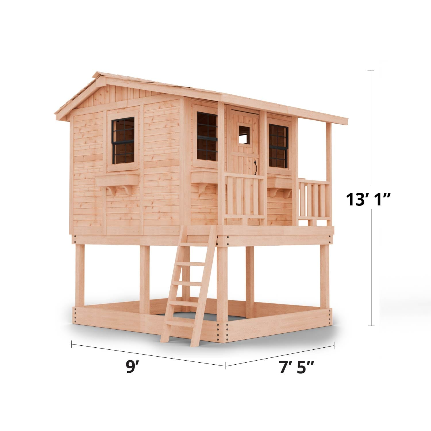 Cedar Cabin Playhouse - Elevated with integrated sandbox by OLT