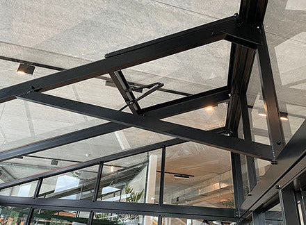 Modern Pent Roof Greenhouse interior view