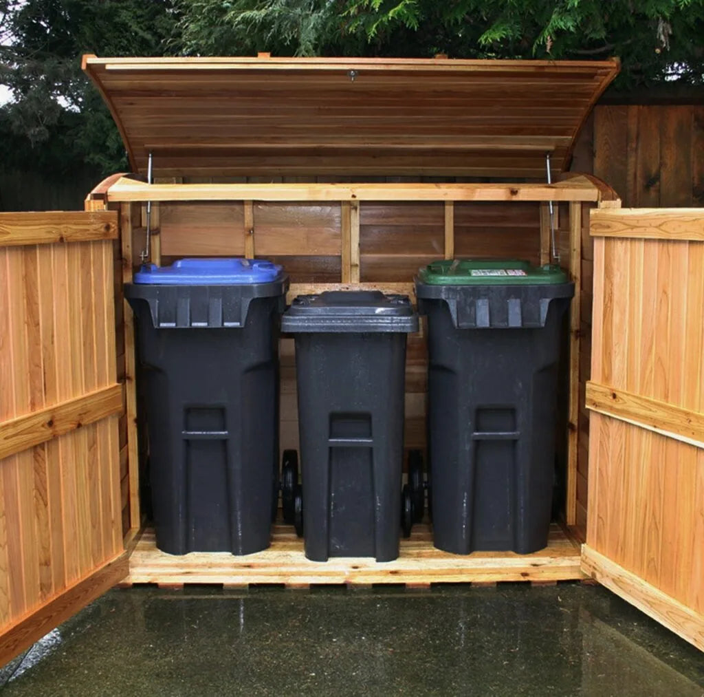 Cedar LARGE/X-LARGE Oscar Garbage Bin/Storage Shed - trash can, bike and poolside  storage