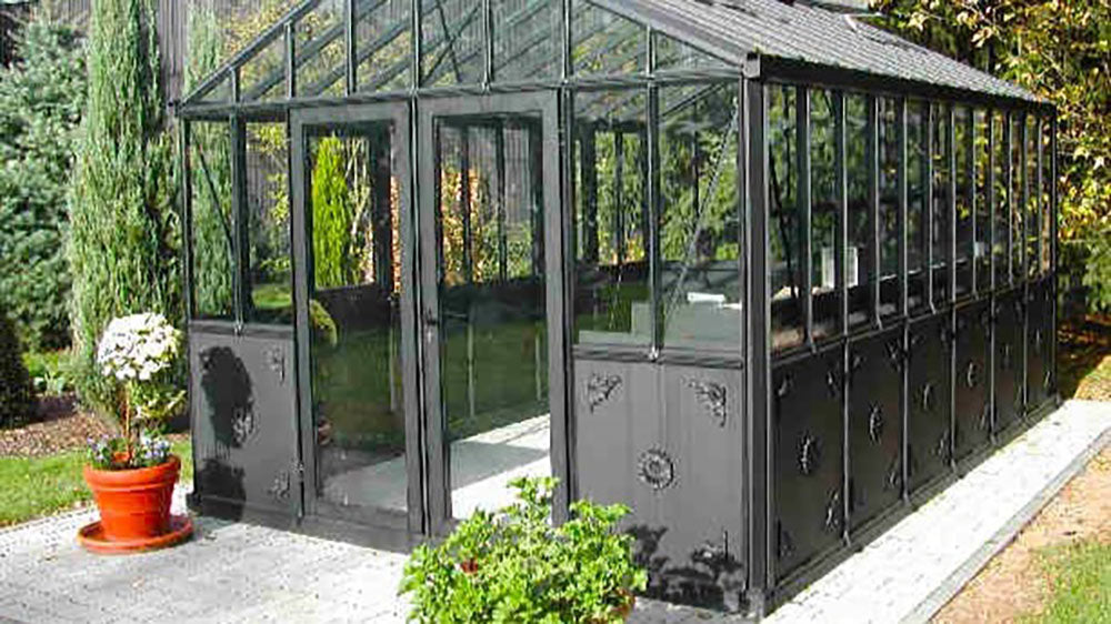 double hinged door on gable end of jansenns retro royal victorian greenhouse