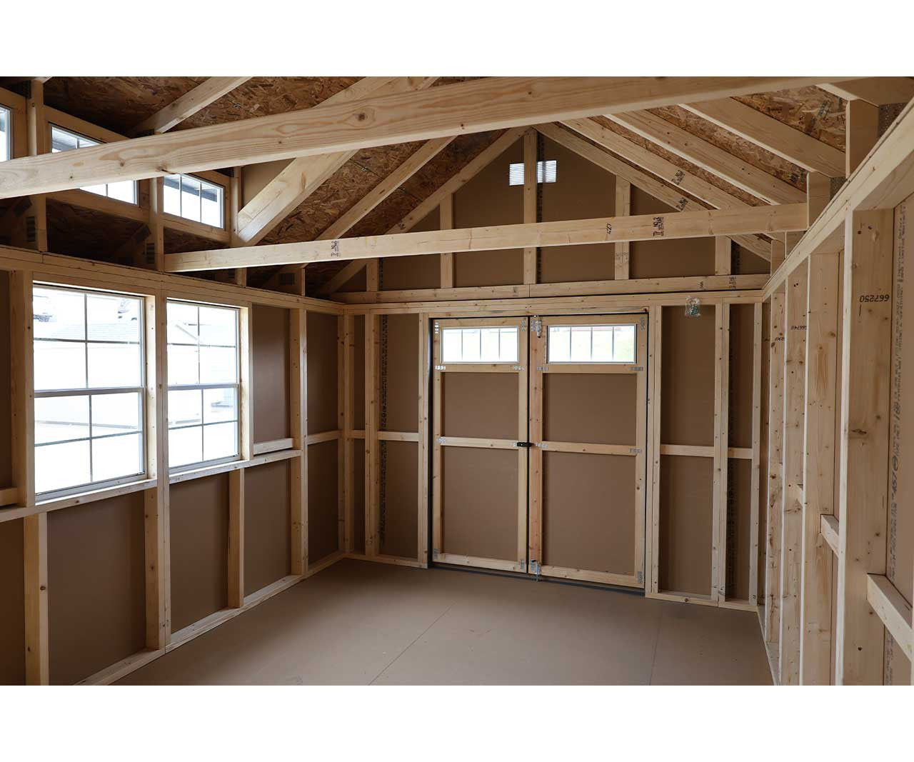 Skyview Shed Kit interior with skylight dormer