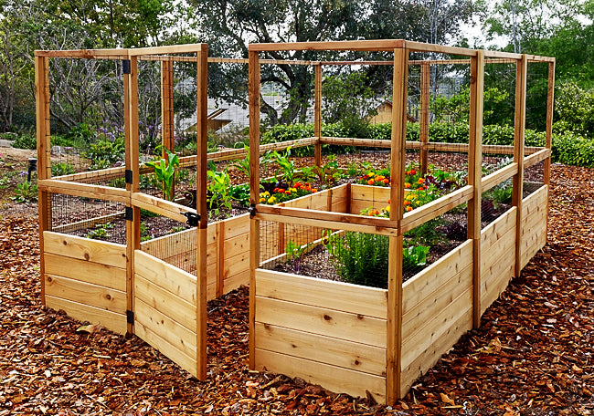 OLT Raised Cedar Garden Bed With Deer Fence Options-  (8'x8', 8'x12' or 8'x16')