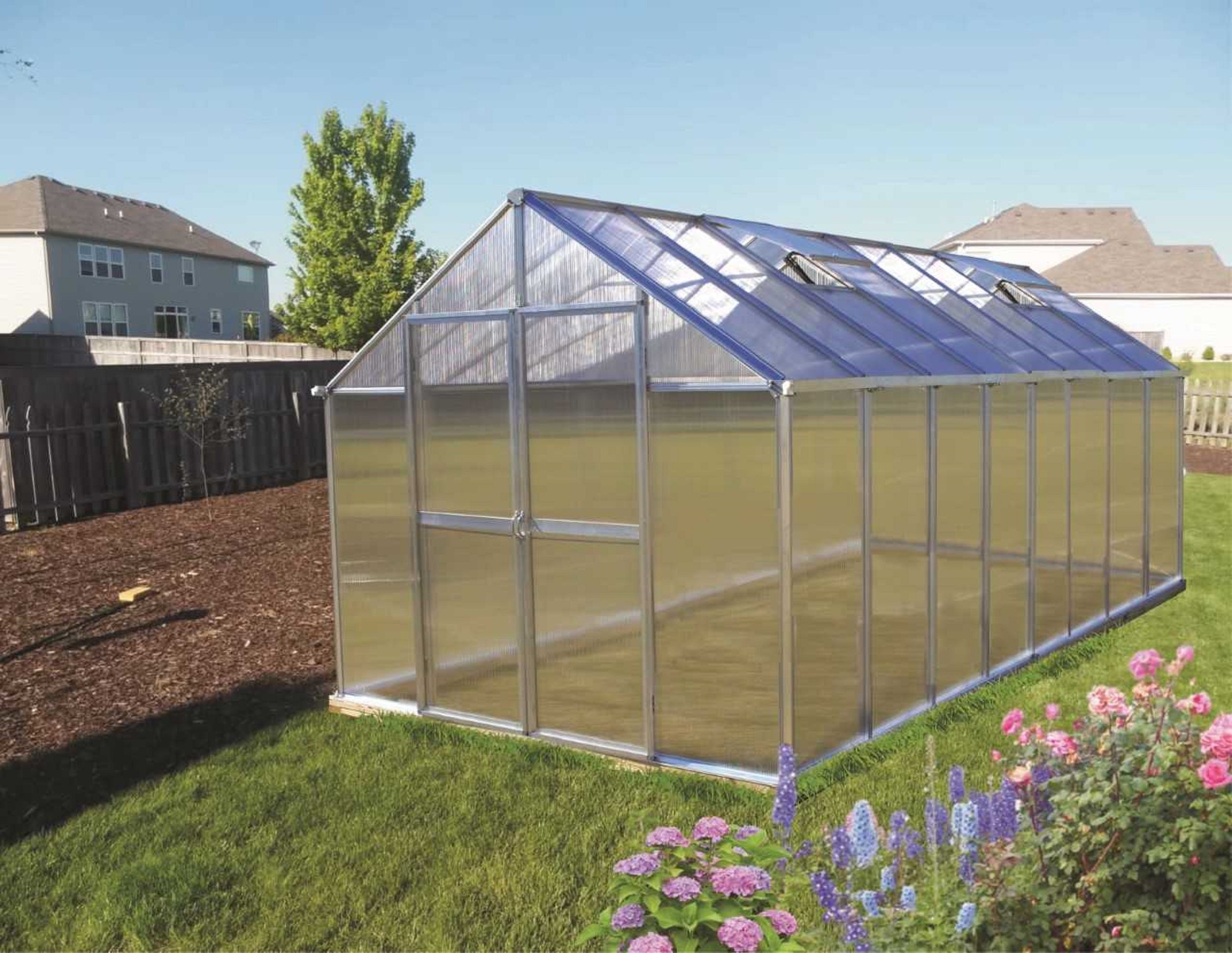 Monticello 8 Foot  4 Season Black  Greenhouse 8'-24 Length Black -Accessory Package Option- Riverstone Industries