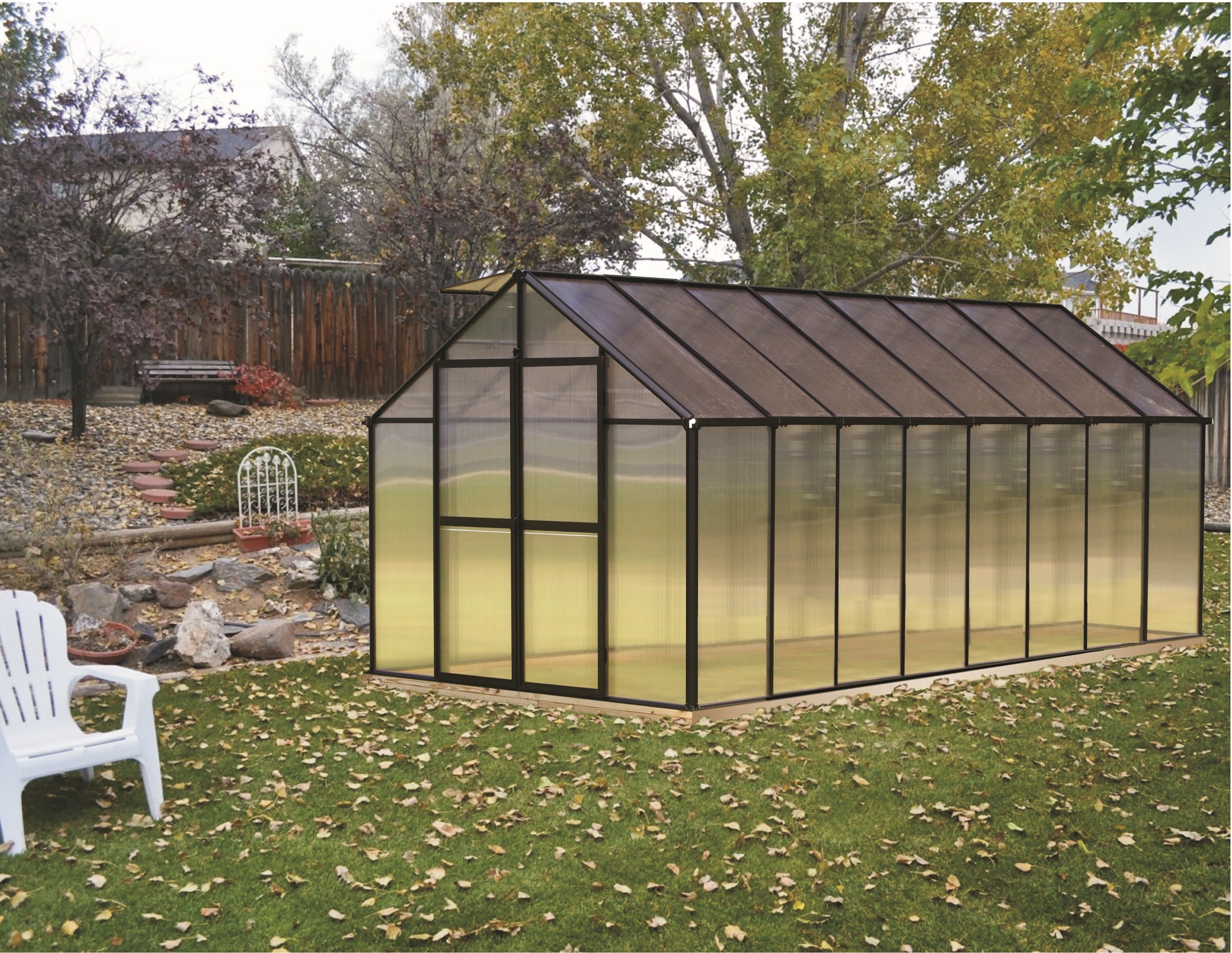 Monticello 8 Foot  4 Season Black  Greenhouse 8'-24 Length Black -Accessory Package Option- Riverstone Industries