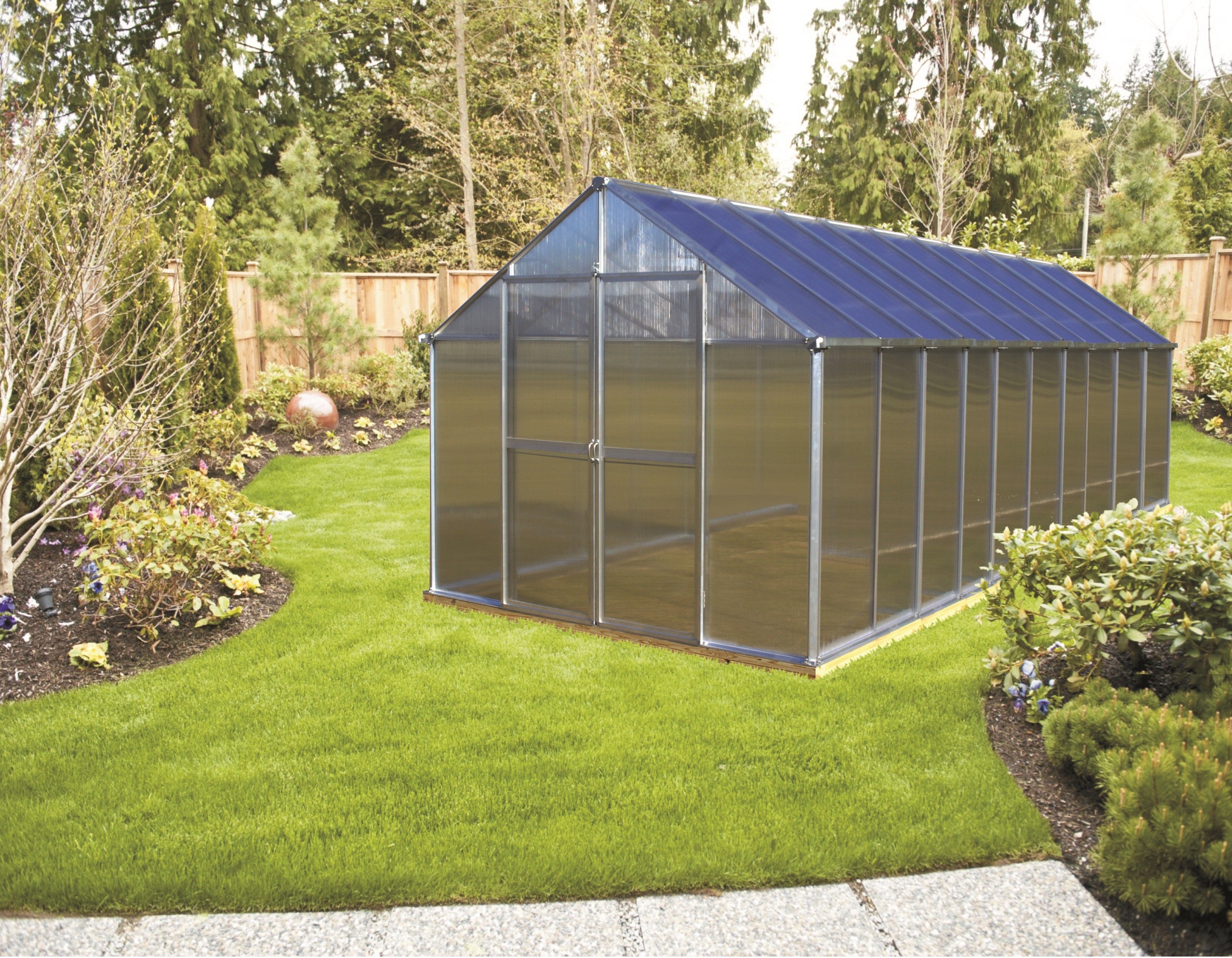 Monticello 8 Foot  4 Season Black  Greenhouse 8'-24 Length Black -Accessory Package Option- Riverstone Industries