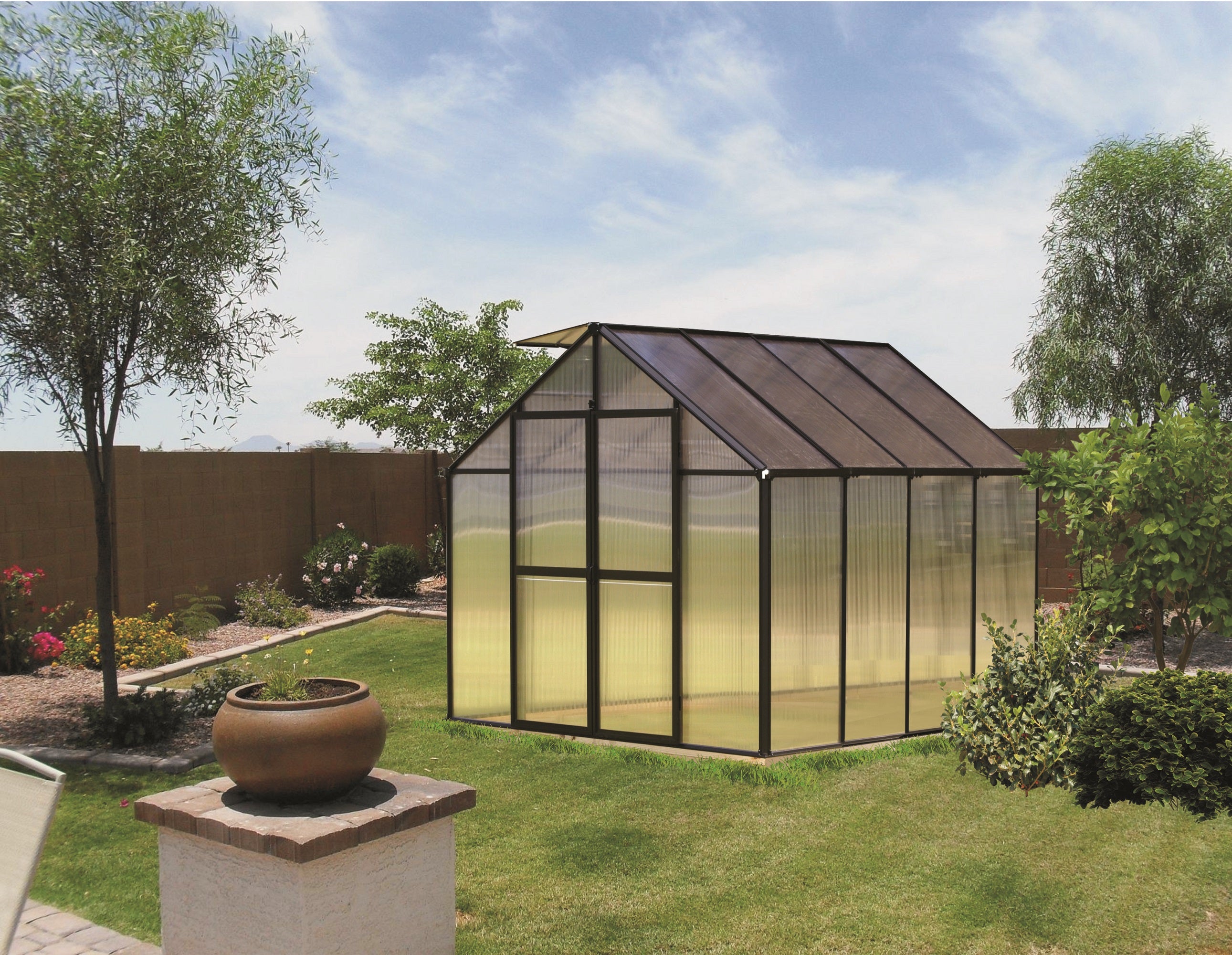 Monticello 8 Foot  4 Season Black  Greenhouse 8'-24 Length Black -Accessory Package Option- Riverstone Industries