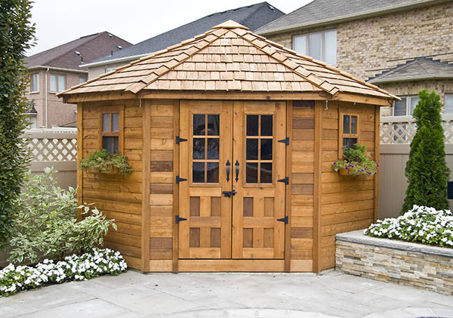 OLT 5 Sided Cedar Garden Shed/Pool House 9'x9' – World of Greenhouses