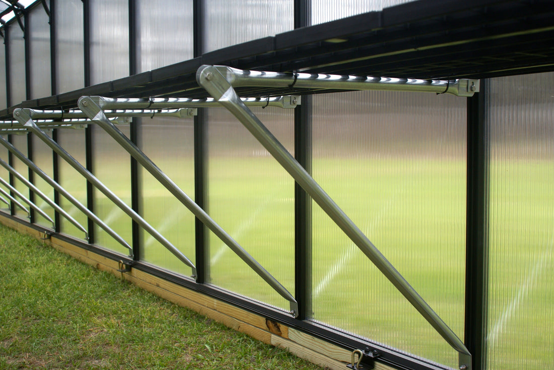 Monticello 8 Foot  4 Season Black  Greenhouse 8'-24 Length Black -Accessory Package Option- Riverstone Industries