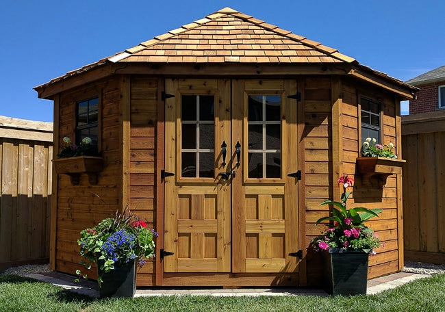 OLT 5 Sided Cedar Garden Shed/Pool House 9'x9'
