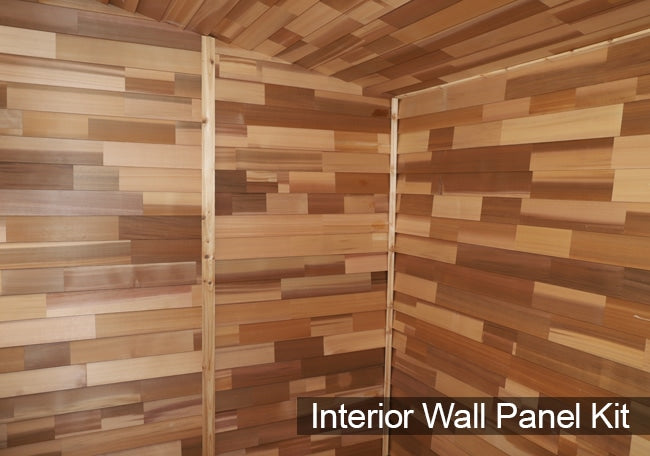 beautiful pre-cut cedar bevel siding wall panels.