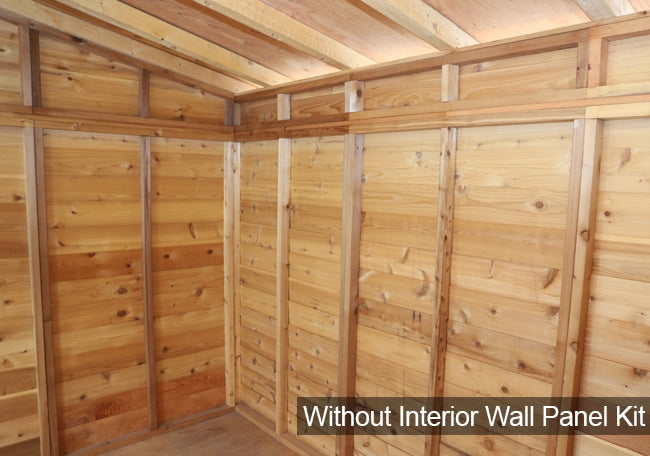 Interior of Studio Cedar Garden Shed without the interior wall panel